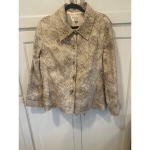 Vintage Chico’s size 3 shoulder pad blazer silk blend lined gold silver women’s